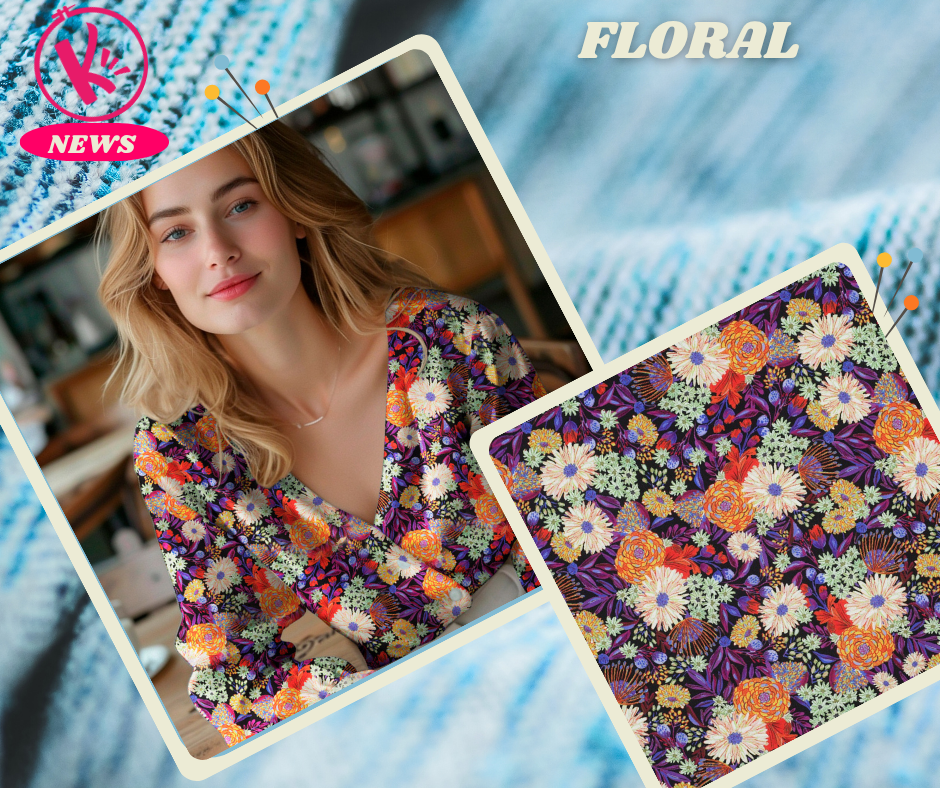 tissus fleuris bleu-vert nouvelles co hiver 2025