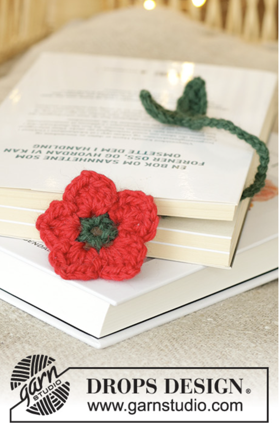 Fleur au crochet marque page drops design