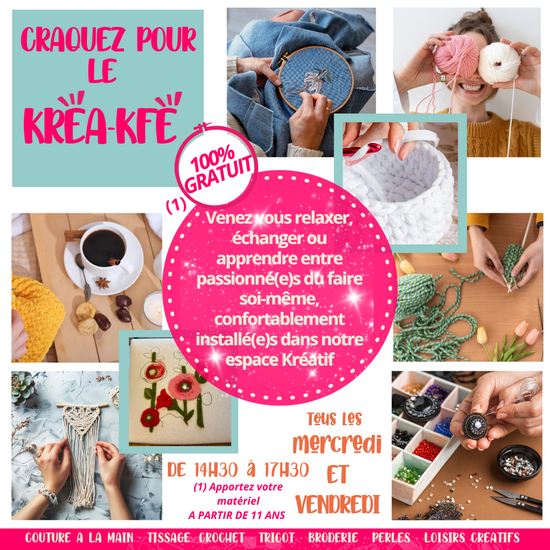 Craquez pour le Kreakafé MER ET VEND (1080X1080) KREA KFE LE MERCREDI ET VENDREDI CHEZ KREATISS