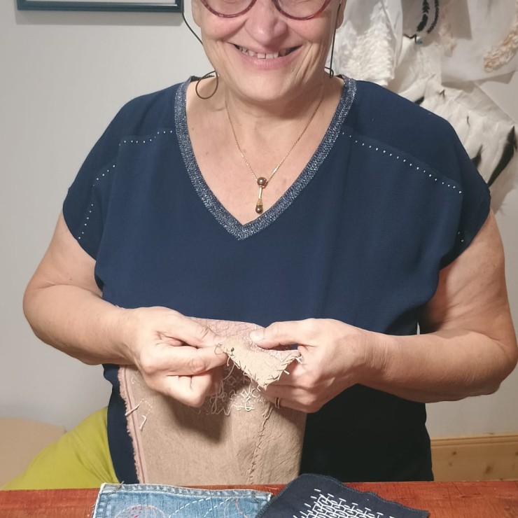 Cours de broderie shashiko avec  CATHERINE