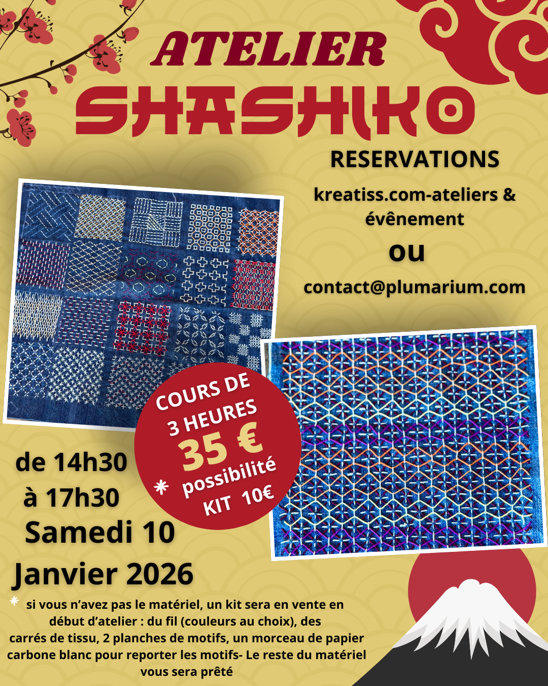 cours de shashiko le samedi 10 janvier 2026 par catherine chez kreatiss 1
