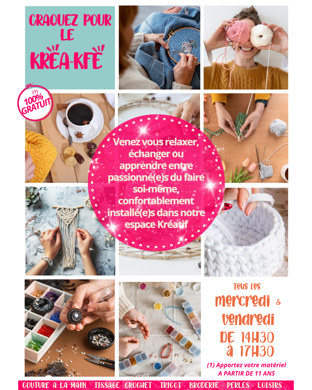 kreakfe le mercredi et vendredi apres midi chez kreatiss gratuit