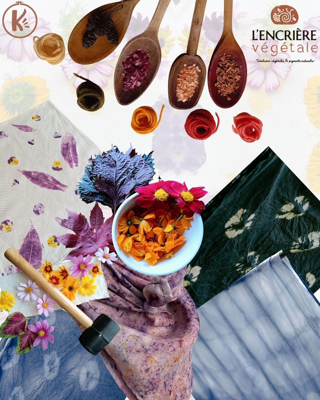 COURS DE TEINTURE VEGETALE AVEC L'ENCROERE VEGETALE CHEZ KREATISS LE 28 MARS
