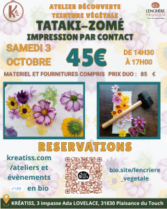 atelier teinture vegetale le 3 Octobre avec Léandrine chez kreatiss atelier teinture vegetale le 3 Octobre avec Léandrine chez kreatiss