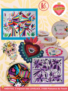 photos de broderie réalisées pendant les ateliers de Gisela